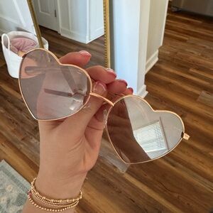 Altar'd State Heart-Shaped Pink Sunglasses